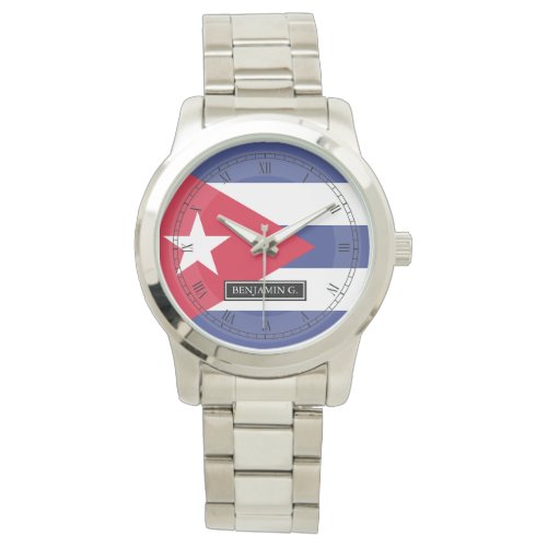 Cuban Flag Custom Name Watch