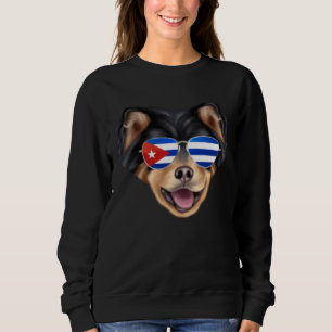 Cuban Flag Finnish Lapphund Dog Cuba Pocket Sweatshirt