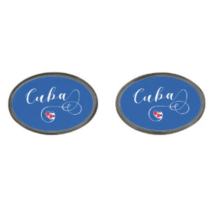 Cuban Flag Heart, I Love Cuba Cufflinks
