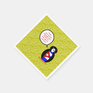 Cuban Flag Holiday Ms. Penguin Talking Napkins
