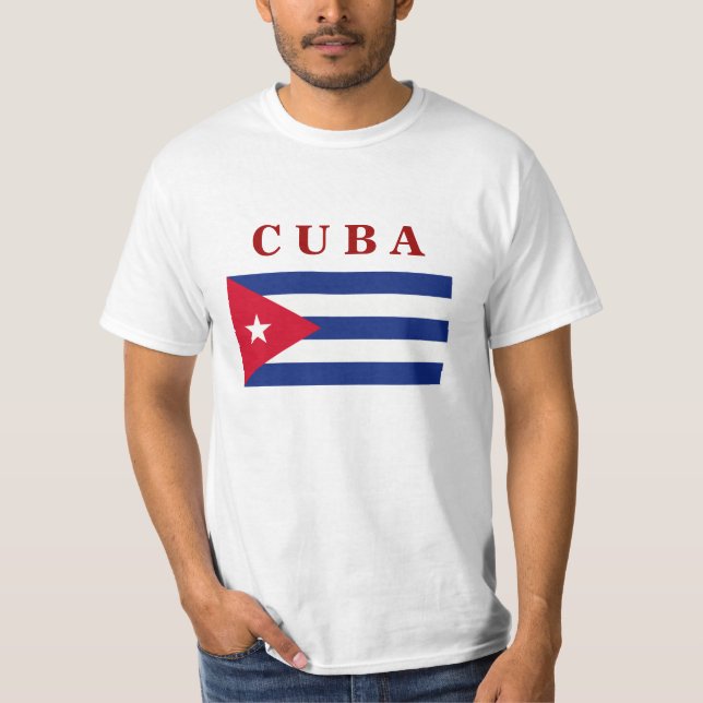 Cuban Flag, labeled, T-Shirt (Front)