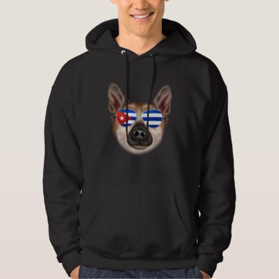 Cuban Flag Norwegian Buhund Dog Cuba Pocket Hoodie