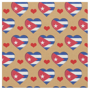 Cuban Flag & Red Heart fashion Fabric /Cuba