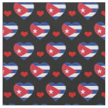 Cuban Flag &amp; Red Heart fashion Fabric /Cuba
