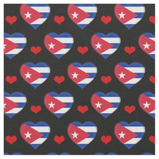Cuban Flag & Red Heart fashion Fabric /Cuba