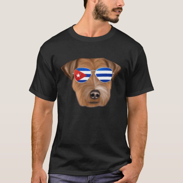 Cuban Flag Russell Terrier Dog Cuba Pocket T-Shirt (Front)