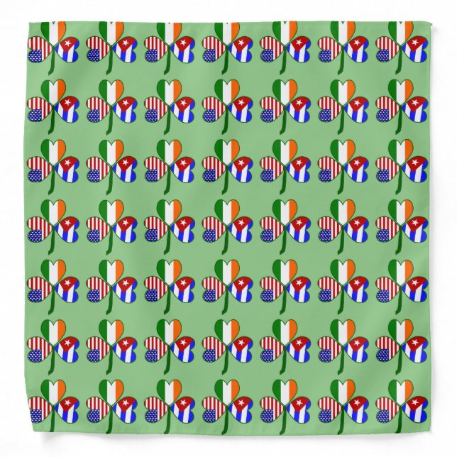 Cuban Flag Shamrock Bandana (Front)