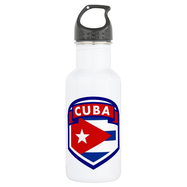 Cuban Flag Shield Water Bottle (Front)