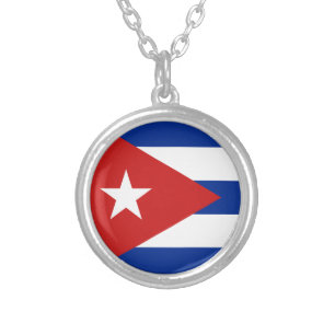 Cuban Flag Silver Plated Necklace
