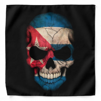 Cuban Flag Skull on Black Bandana