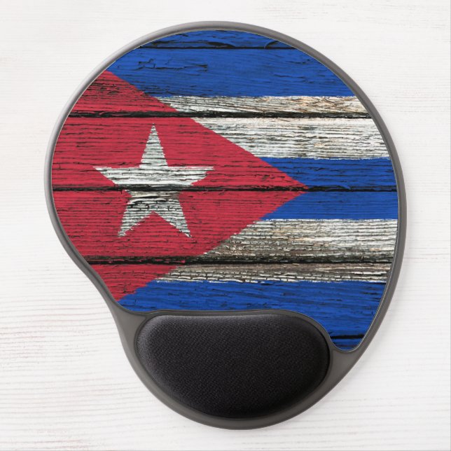 Cuban Flag with Rough Wood Grain Effect Gel Mouse Pad (Front)