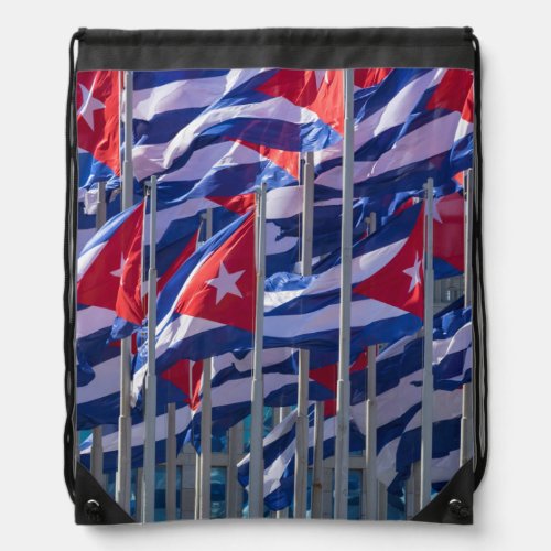 Cuban flags Havana Cuba Drawstring Bag