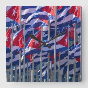 Cuban flags, Havana, Cuba Square Wall Clock