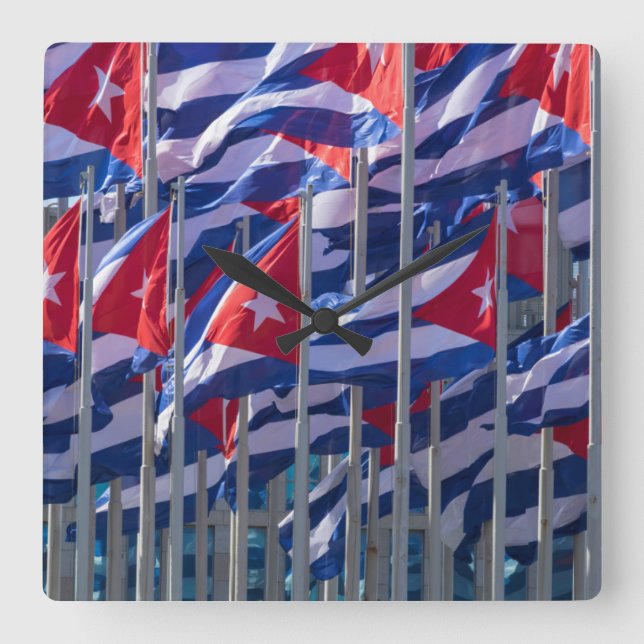 Cuban flags, Havana, Cuba Square Wall Clock (Front)