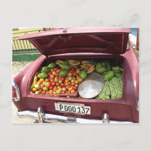 Cuban fruitstal car postcard