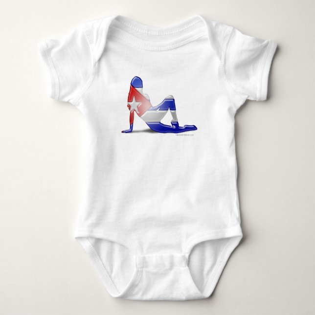 Cuban Girl Silhouette Flag Baby Bodysuit (Front)