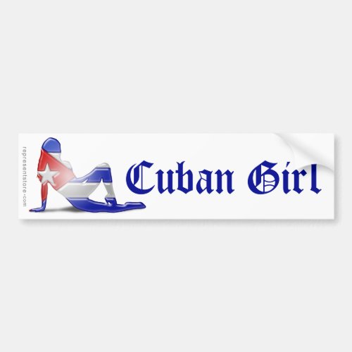 Cuban Girl Silhouette Flag Bumper Sticker