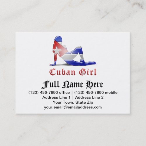 Cuban Girl Silhouette Flag Business Card