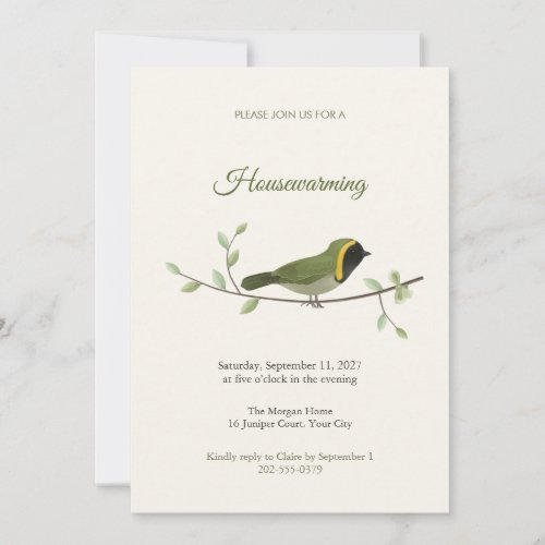 Cuban Grassquit Bird Housewarming Party Invitation