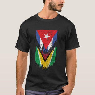Cuban Guyanese Flags Ripped Torn Cuba Guyana T-Shirt