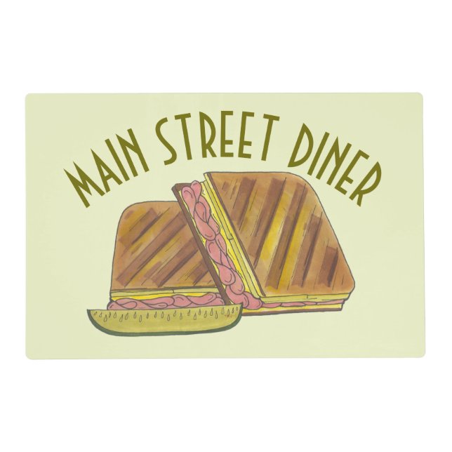 Cuban Ham Cheese Sandwich Deli Restaurant Diner Placemat (Front)