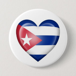 Cuban Heart Flag on White Pinback Button