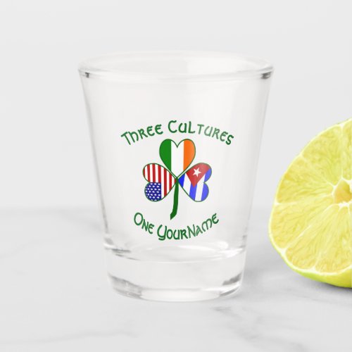 Cuban Irish America Flags Shamrock Personalized  Shot Glass