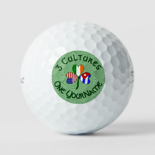 Cuban Irish American Flags Shamrock Personalized  Golf Balls