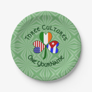 Cuban Irish American Flags Shamrock Personalized  Paper Plates