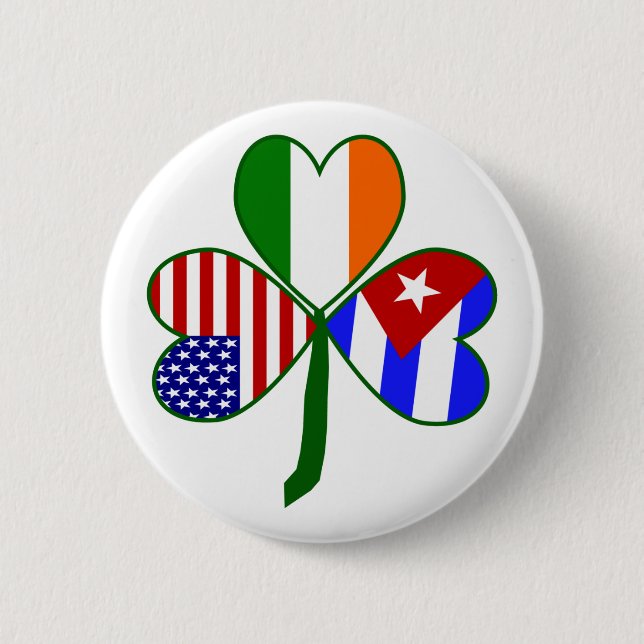 Cuban Irish American Shamrock Button (Front)