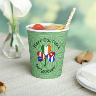Cuban Irish American Shamrock Personalized Text Paper Cups