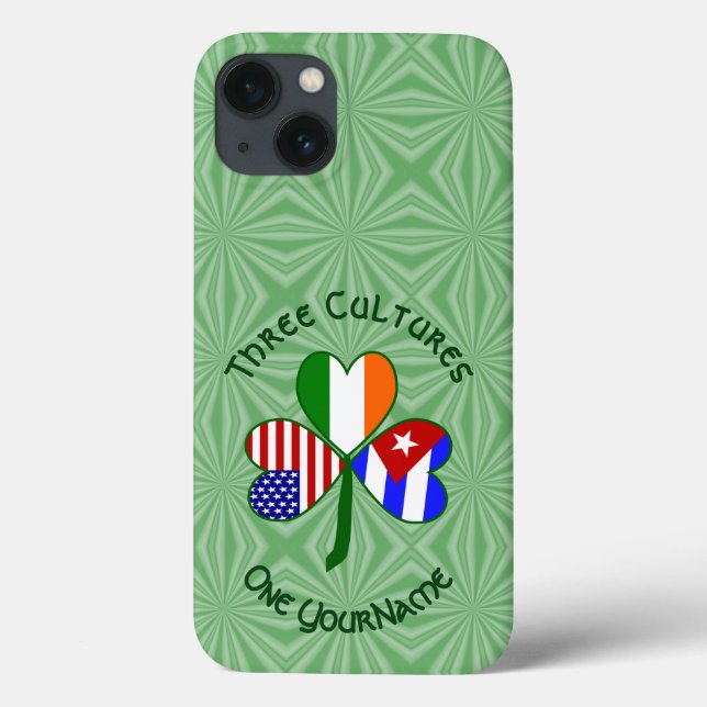 Cuban Irish USA Flags Shamrock Personalized  Case-Mate iPhone Case (Back)