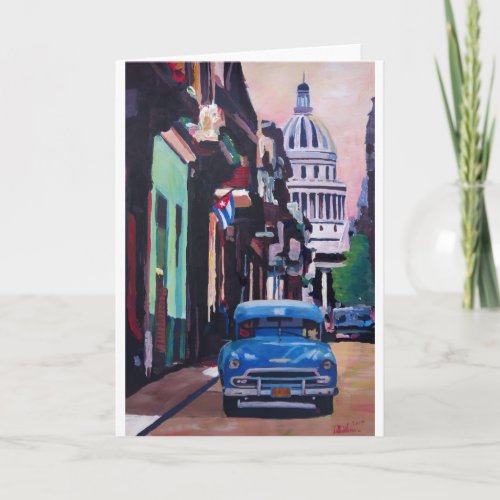 Cuban Oldtimer Street Scene in Havana Cuba Card