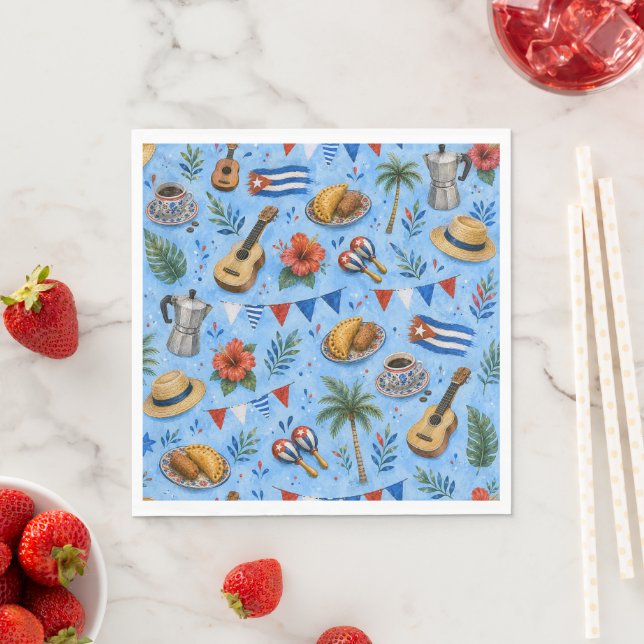 Cuban Party Pattern Lunch Napkins (Insitu)