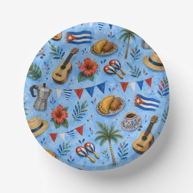 Cuban Party Pattern Paper Bowls (Front)
