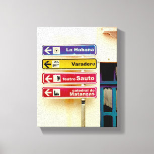 Cuban Photo of Old Havana Habana Directions Canvas Print