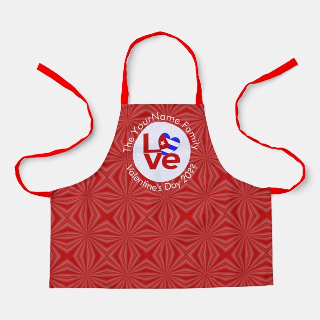 Cuban Red LOVE Flag Personalized  Apron (Front)