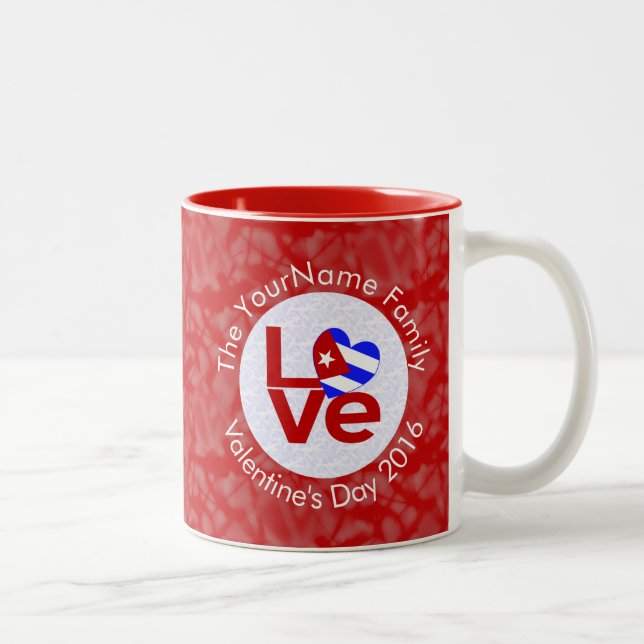 Cuban Red LOVE Flag Personalized  Two-Tone Coffee Mug (Right)