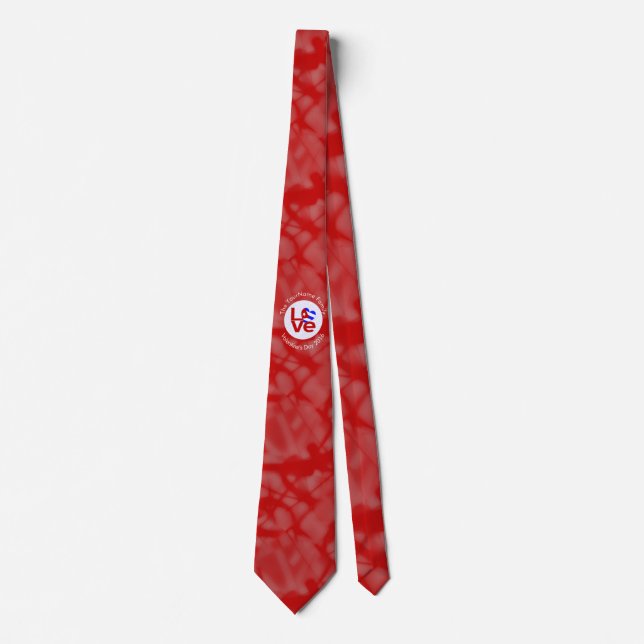 Cuban Red LOVE Heart Flag Personalized Text  Tie (Front)