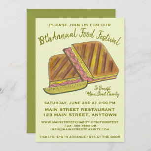 Cuban Sandwich Ham Pork Swiss Cheese Food Festival Invitation