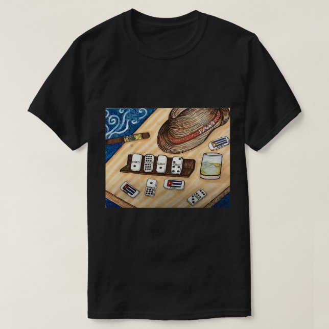 Cuban Shirt Cuba Dominoes Game Havana Cuban Cigar  (Design Front)