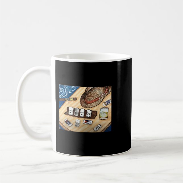 Cuban Shirt Cuba Dominoes Game Havana Cuban Cigar  Coffee Mug (Left)