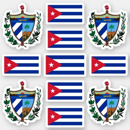 Cuban state symbols  coat of arms and flag sticker