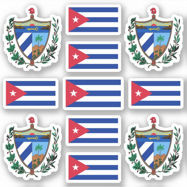 Cuban state symbols / coat of arms and flag sticker (Front)