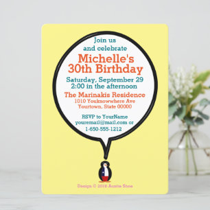 Cuban Talking Ms. Penguin Personalized  Invitation