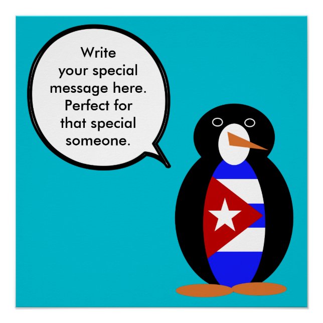 Cuban Talking Ms. Penguin Personalized  Poster (Front)