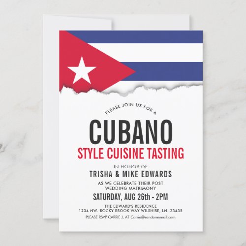 Cuban Themed Cuisine  Party Flag Invite