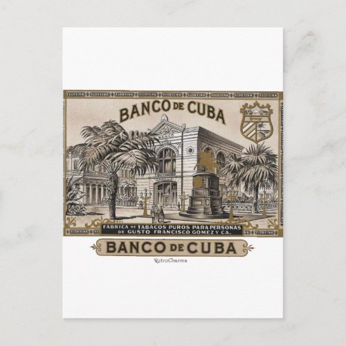 Cuban Vintage Bank of Cuba Postcard