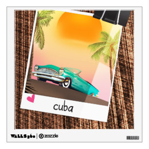 Cuban vintage car photo travel poster. wall decal