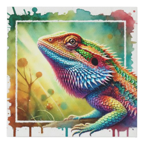 Cuban Western Bearded Anole 080724AREF122 _ Waterc Faux Canvas Print